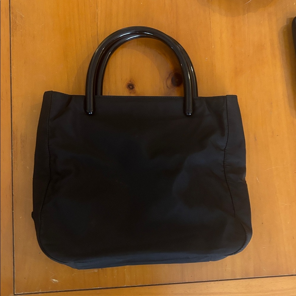 Prada Black Tessuto with Lucite Handles Tote Bag